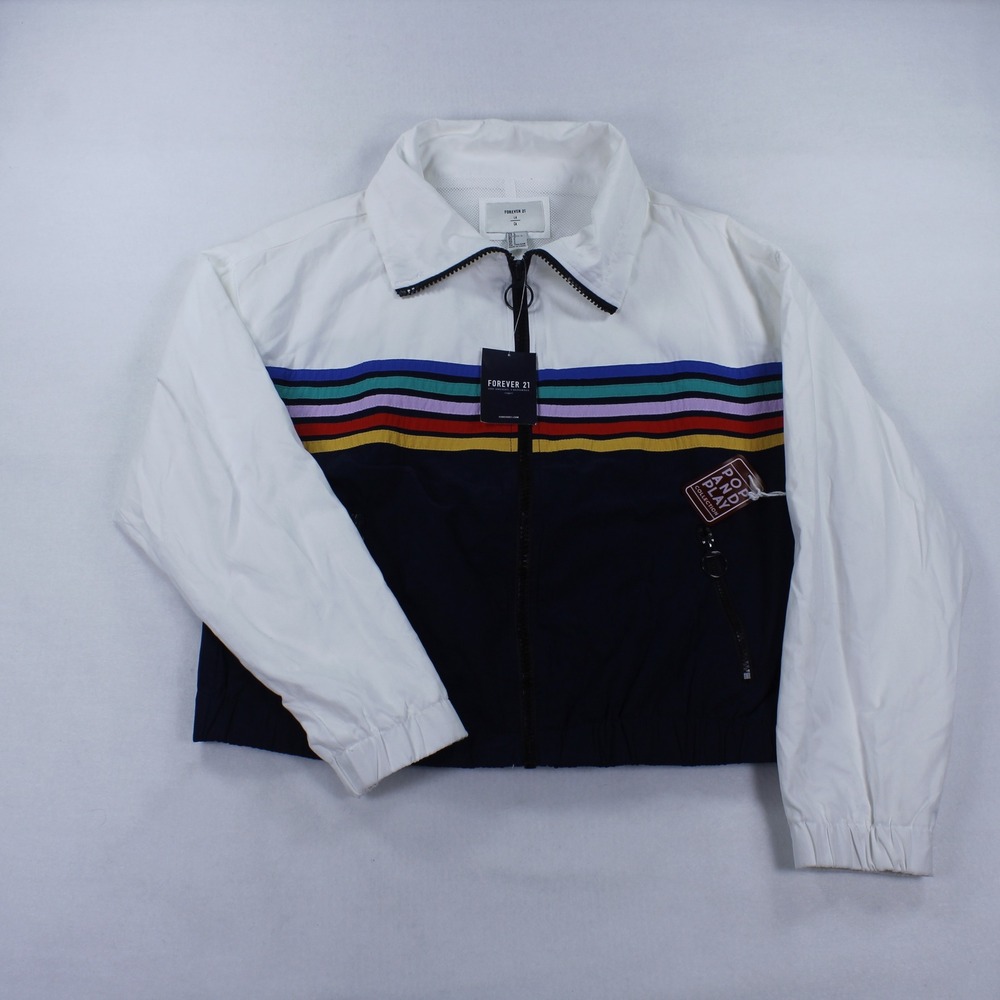 Forever 21 Women's L NWT Pop and Play Windbreaker Jacket Retro Colorblock